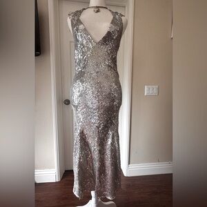 Julien Macdonald silver sequined mini  dress press sample 2002 collection size 0